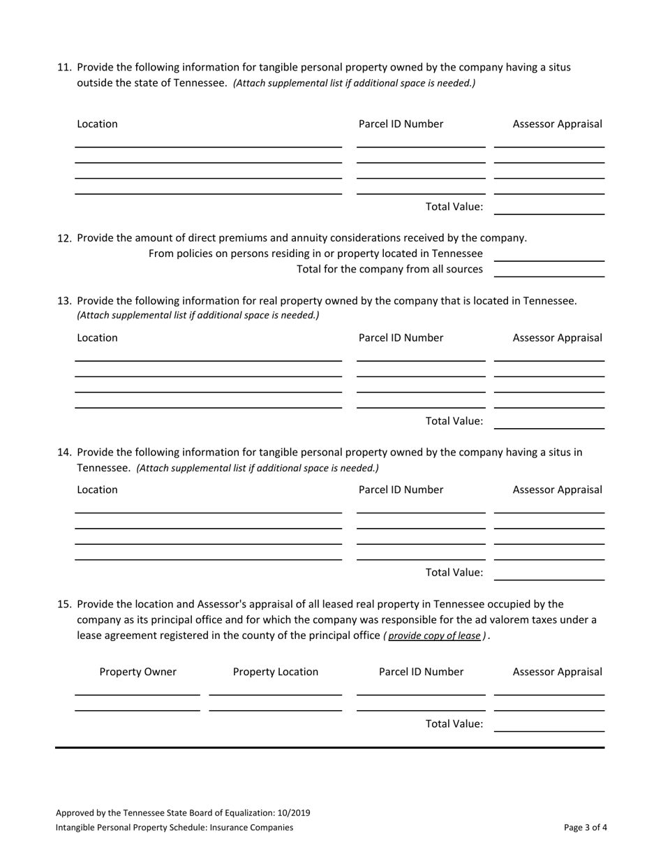 Tennessee Intangible Personal Property Schedule - Tennessee, Page 3