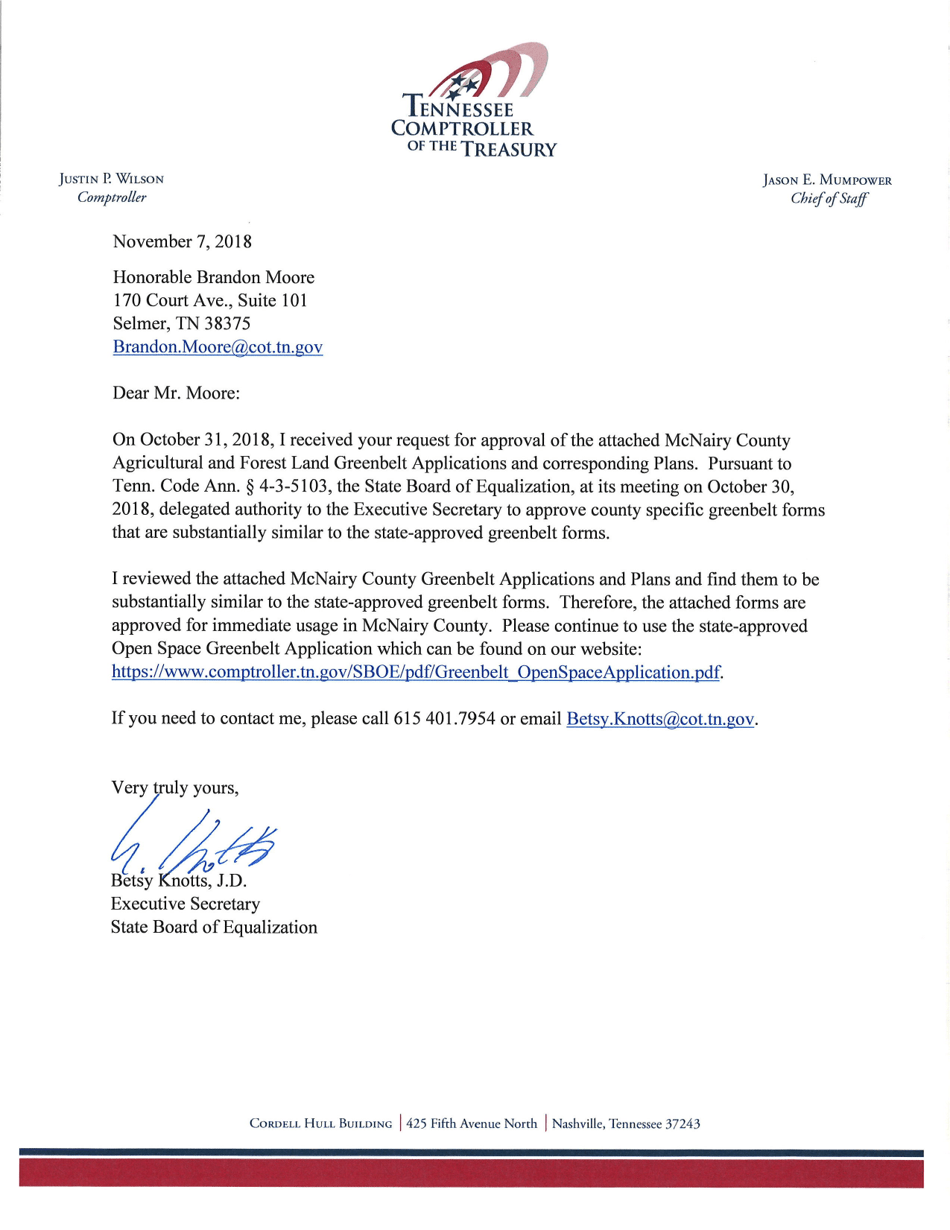 McNairy County, Tennessee Application for Greenbelt Assessment Download Printable PDF