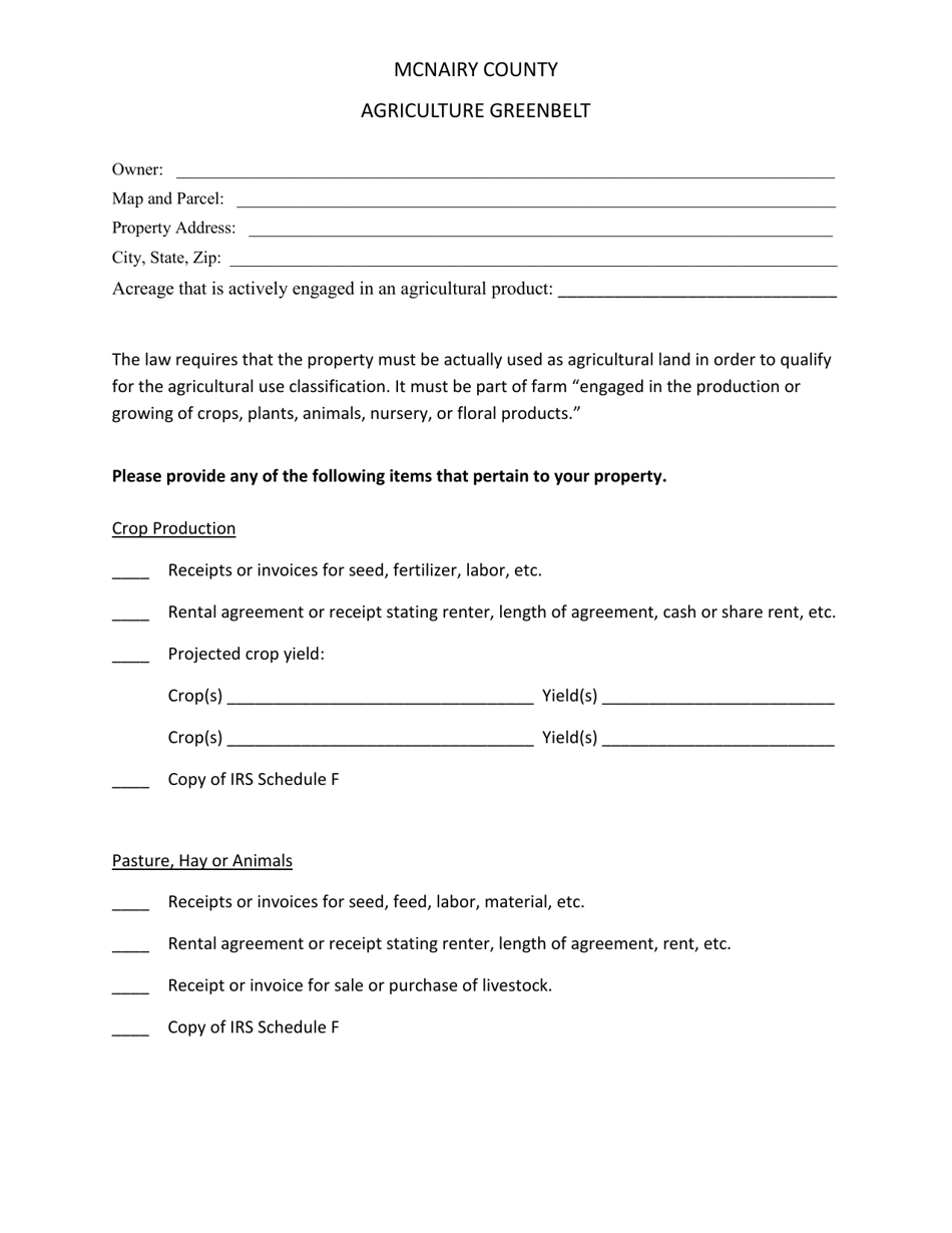 Application for Greenbelt Assessment - McNairy County, Tennessee, Page 3