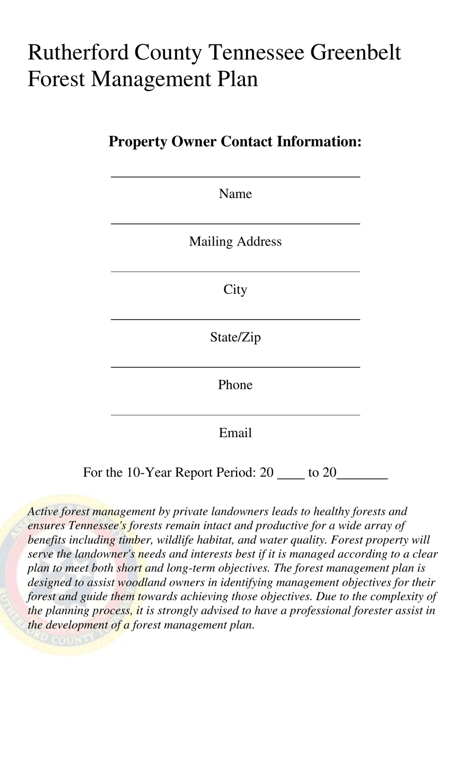 Application for Greenbelt Assessment - Rutherford County, Tennessee, Page 3