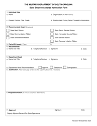 Document preview: State Employee Awards Nomination Form - South Carolina