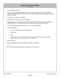 MDSC Form 58E Request for State Awards and Medals - South Carolina, Page 2
