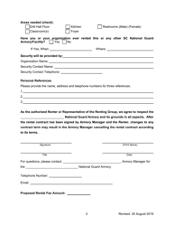 National Guard Armory Rental Application - South Carolina, Page 3
