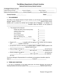 Document preview: National Guard Armory Rental Contract - South Carolina