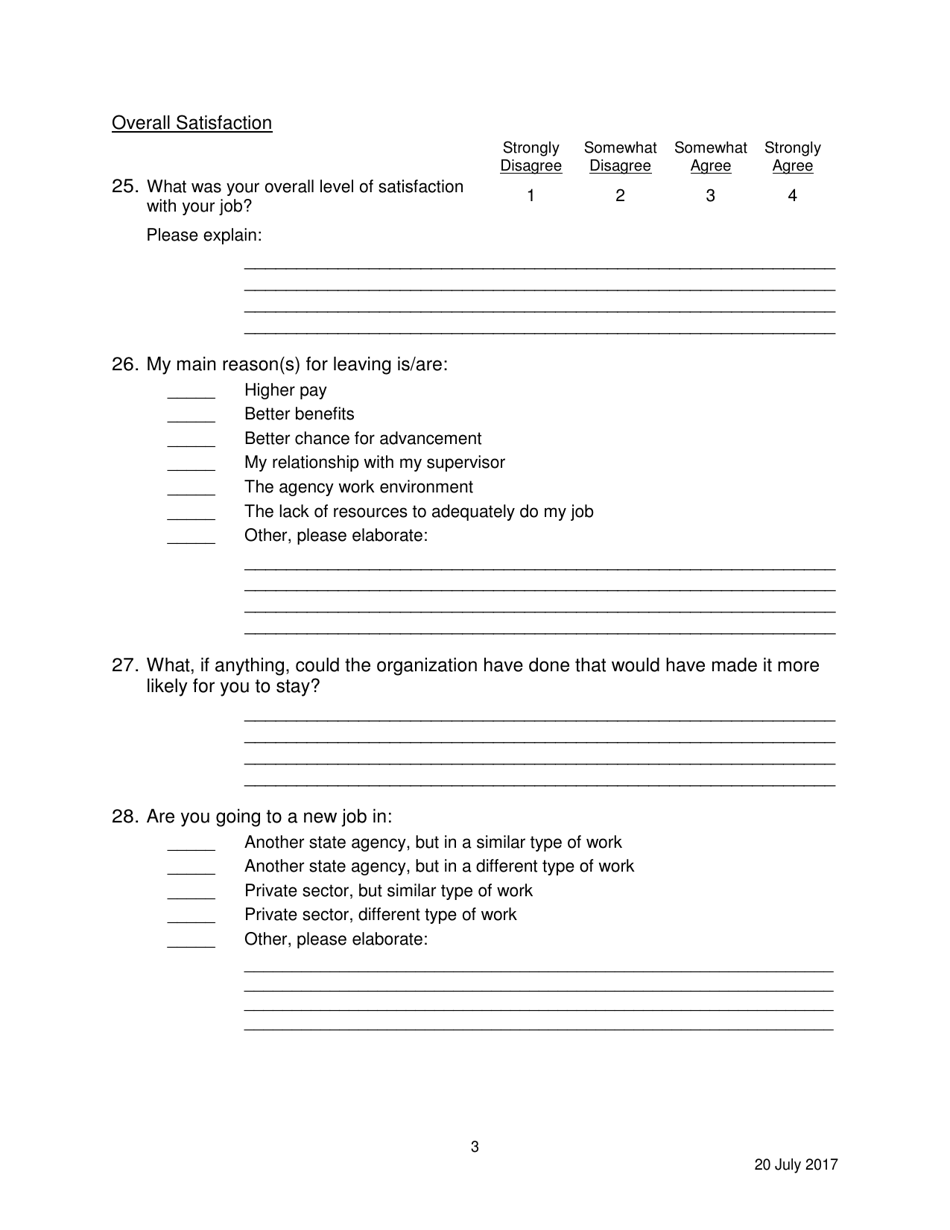 Employee Exit Survey - South Carolina, Page 3