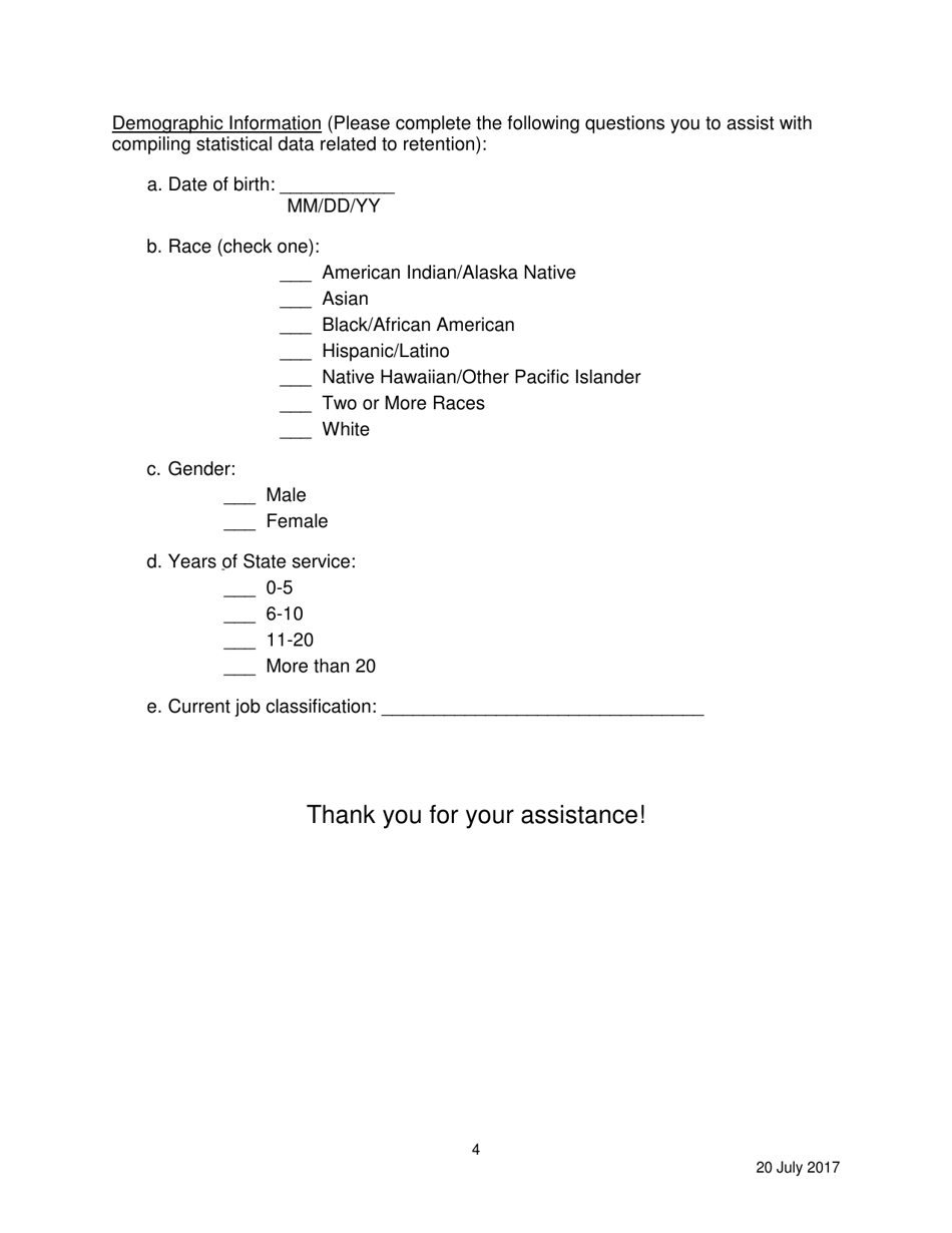 Employee Exit Survey - South Carolina, Page 4