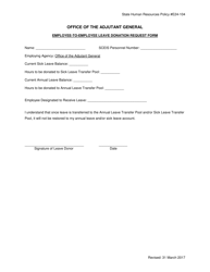 Document preview: Employee-To-Employee Leave Donation Request Form - South Carolina
