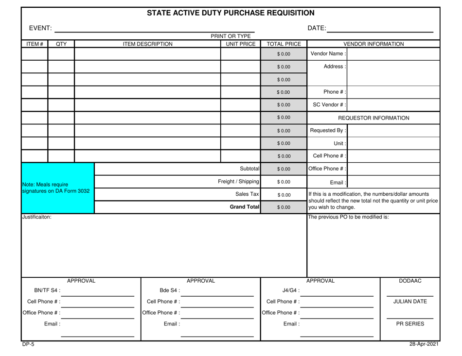 Form DP-5 - Fill Out, Sign Online and Download Fillable PDF, South ...