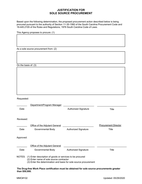 Form MMO102  Printable Pdf
