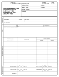 Document preview: Form CL-02 Property Claim Reporting Form - South Carolina