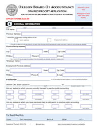 CPA Reciprocity Application for CPA Certificate and Permit to Practice Public Accounting - Oregon, Page 2