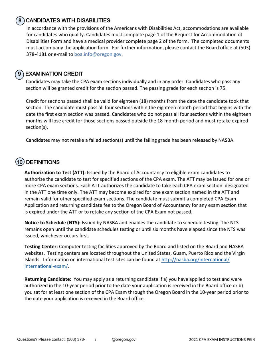 CPA Exam Application - Oregon, Page 4
