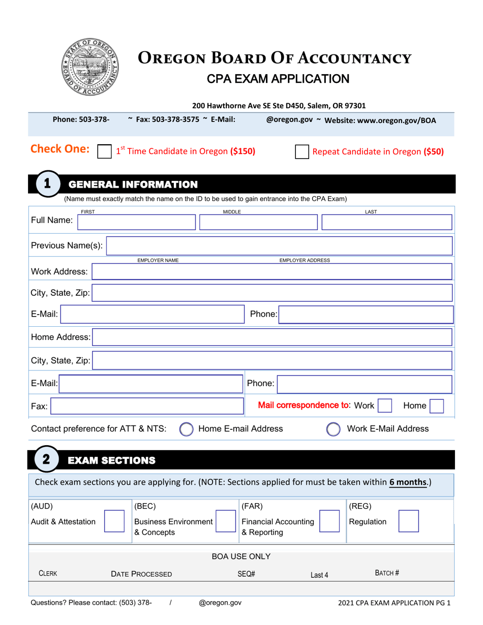 CPA Exam Application - Oregon, Page 5