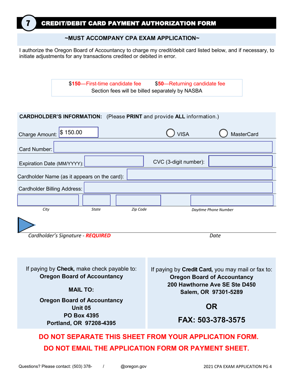 CPA Exam Application - Oregon, Page 8
