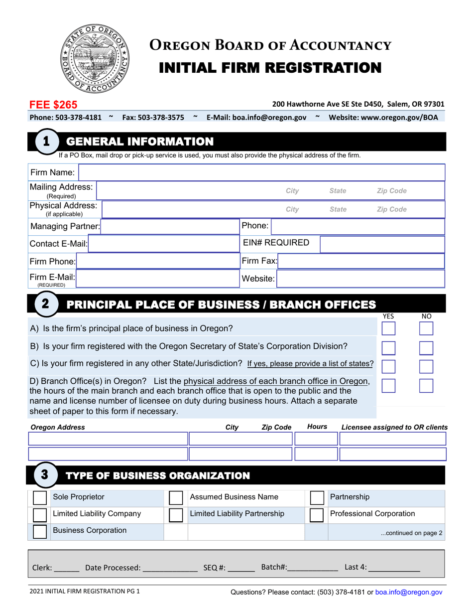 Initial Firm Registration - Oregon, Page 4