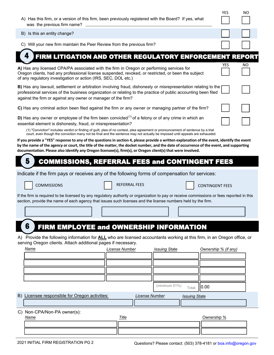 Initial Firm Registration - Oregon, Page 5