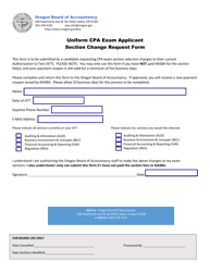 &quot;Uniform CPA Exam Applicant Section Change Request Form&quot; - Oregon