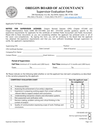 &quot;Supervisor Evaluation Form&quot; - Oregon