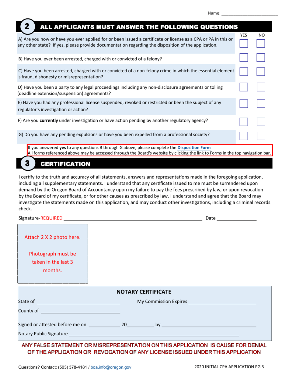 CPA Initial License Application - Oregon, Page 5