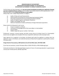 Municipal Roster Reinstatement Application - Oregon, Page 2