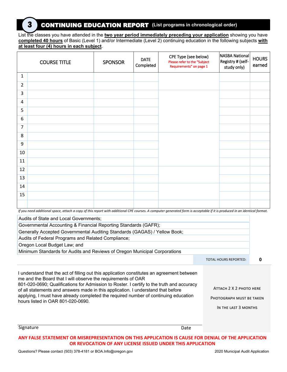 Municipal Roster Reinstatement Application - Oregon, Page 4