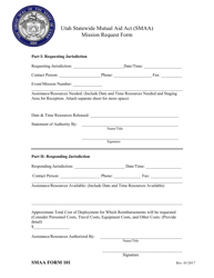 SMAA Form 101 Utah Statewide Mutual Aid Act (Smaa) Mission Request Form - Utah