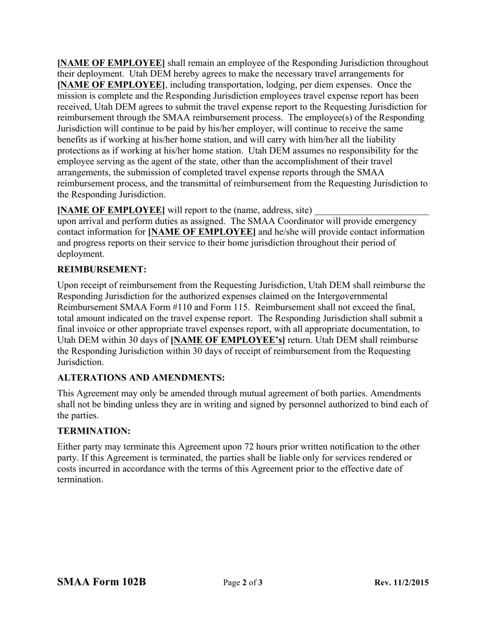SMAA Form 102B Agent of the State of Utah Smaa Agreement - Utah, Page 2