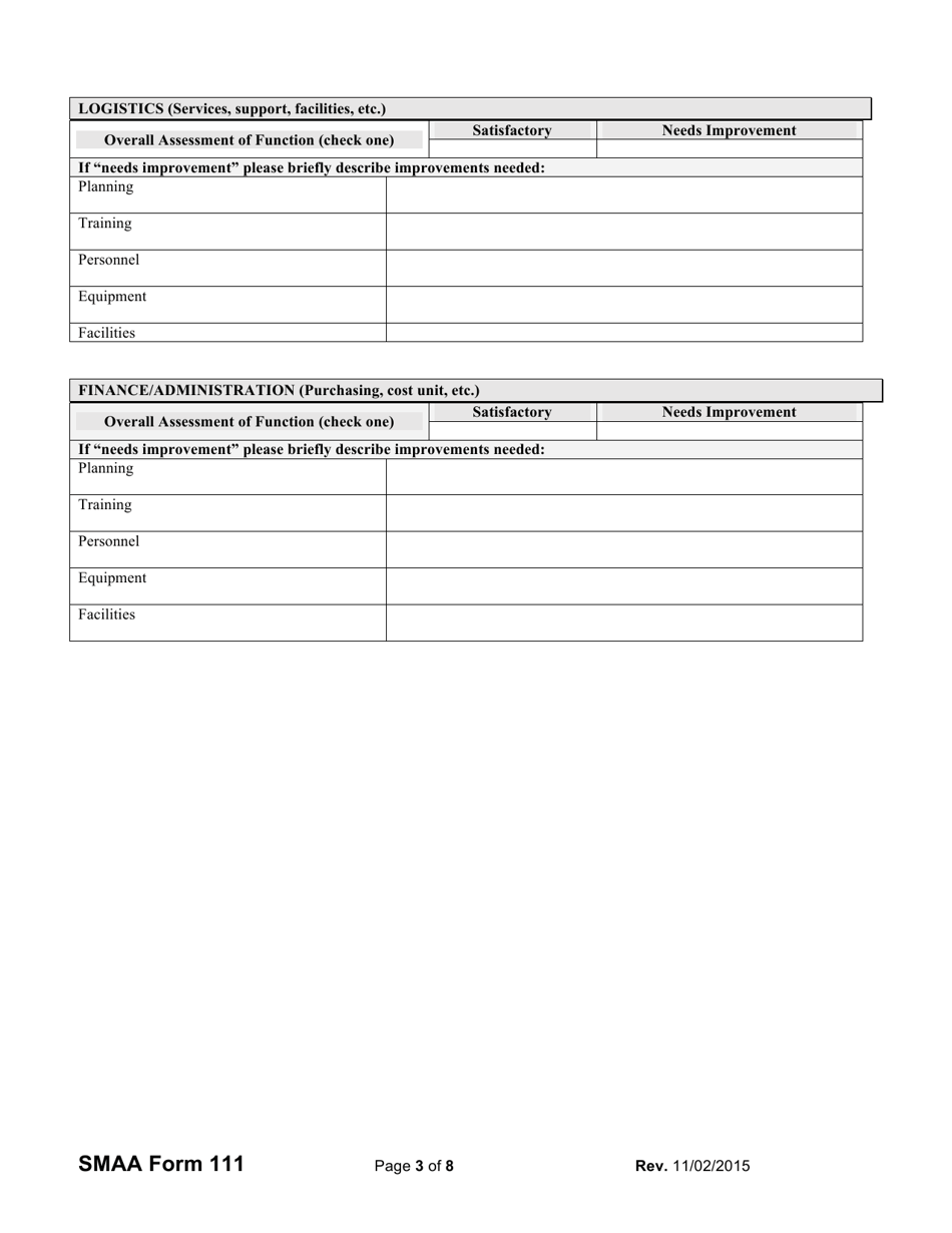 SMAA Form 111 After Action / Corrective Action (Aa / Ca) Report Survey Template - Utah, Page 3