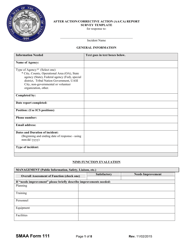 SMAA Form 111 After Action/Corrective Action (Aa/Ca) Report Survey Template - Utah