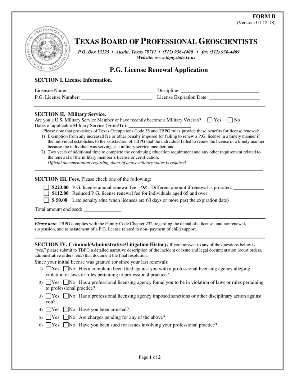 Form B - Fill Out, Sign Online And Download Printable PDF, Texas ...