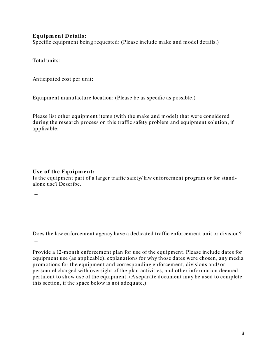 Application for Police Traffic Services Equipment - Utah, Page 3