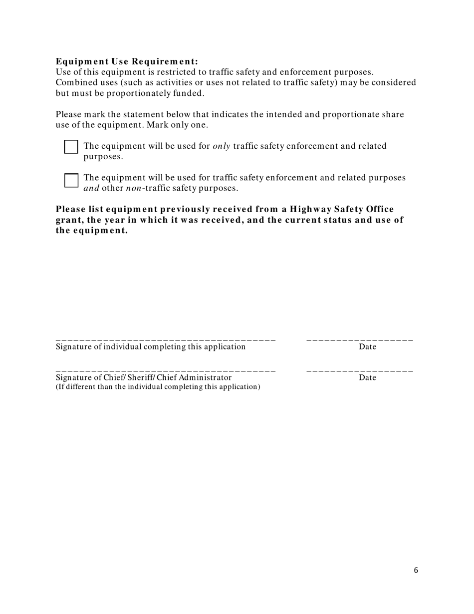 Application for Police Traffic Services Equipment - Utah, Page 6