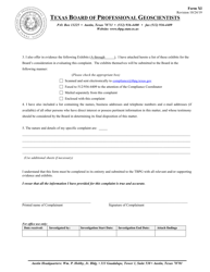 Form XI Complaint Form - Texas, Page 2