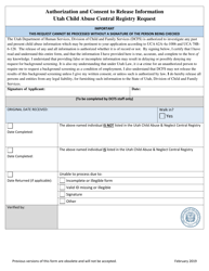 Child Abuse Registry Request Form - Utah, Page 2