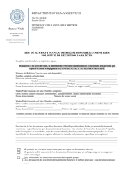 Document preview: Ley De Acceso Y Manejo De Registros Gubernamentales Solicitud De Registros Para Dcfs - Utah (Spanish)