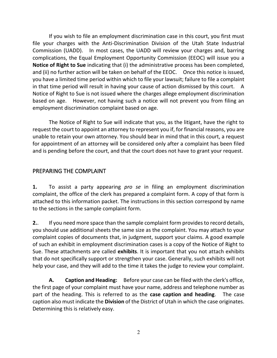 Employment Discrimination Complaint - Utah, Page 3