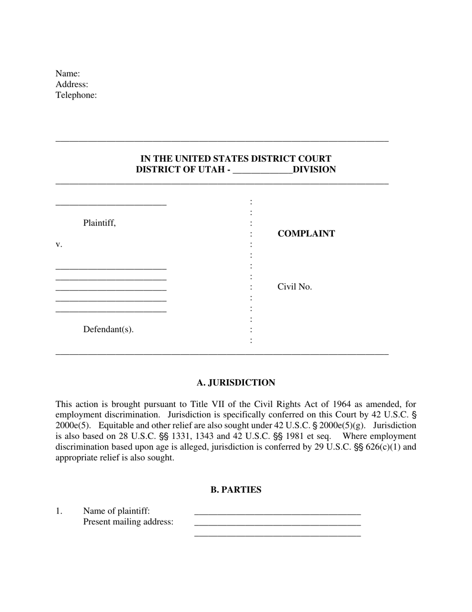 Employment Discrimination Complaint - Utah, Page 7