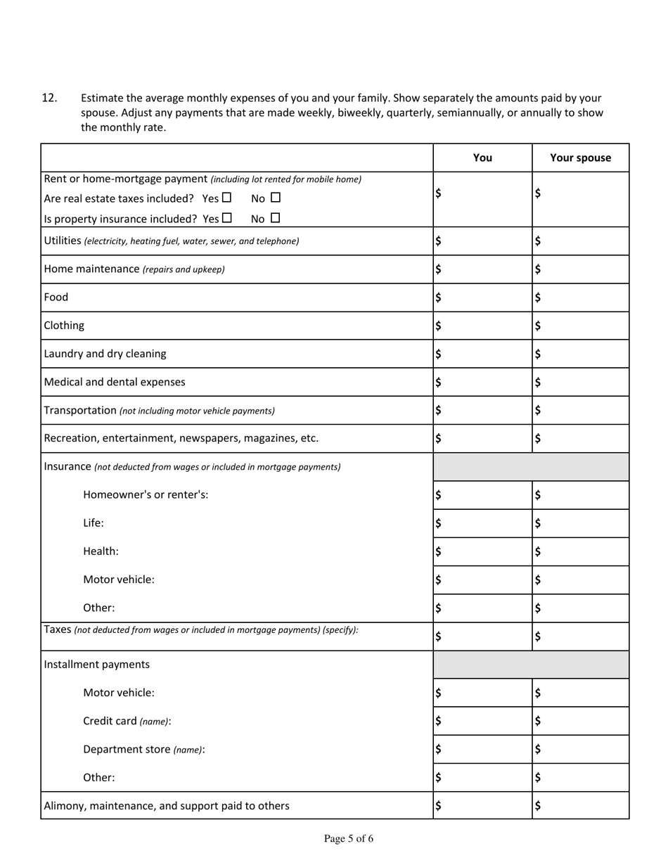 Motion to Proceed in Forma Pauperis (Nonincarcerated Party) - Utah, Page 5