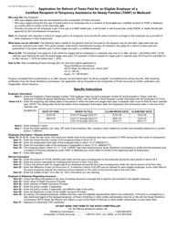 Form 89-100 Application for Refund of Taxes Paid for an Eligible Employer of a Certified Recipient of Temporary Assistance for Needy Families (TANF) or Medicaid - Texas, Page 2