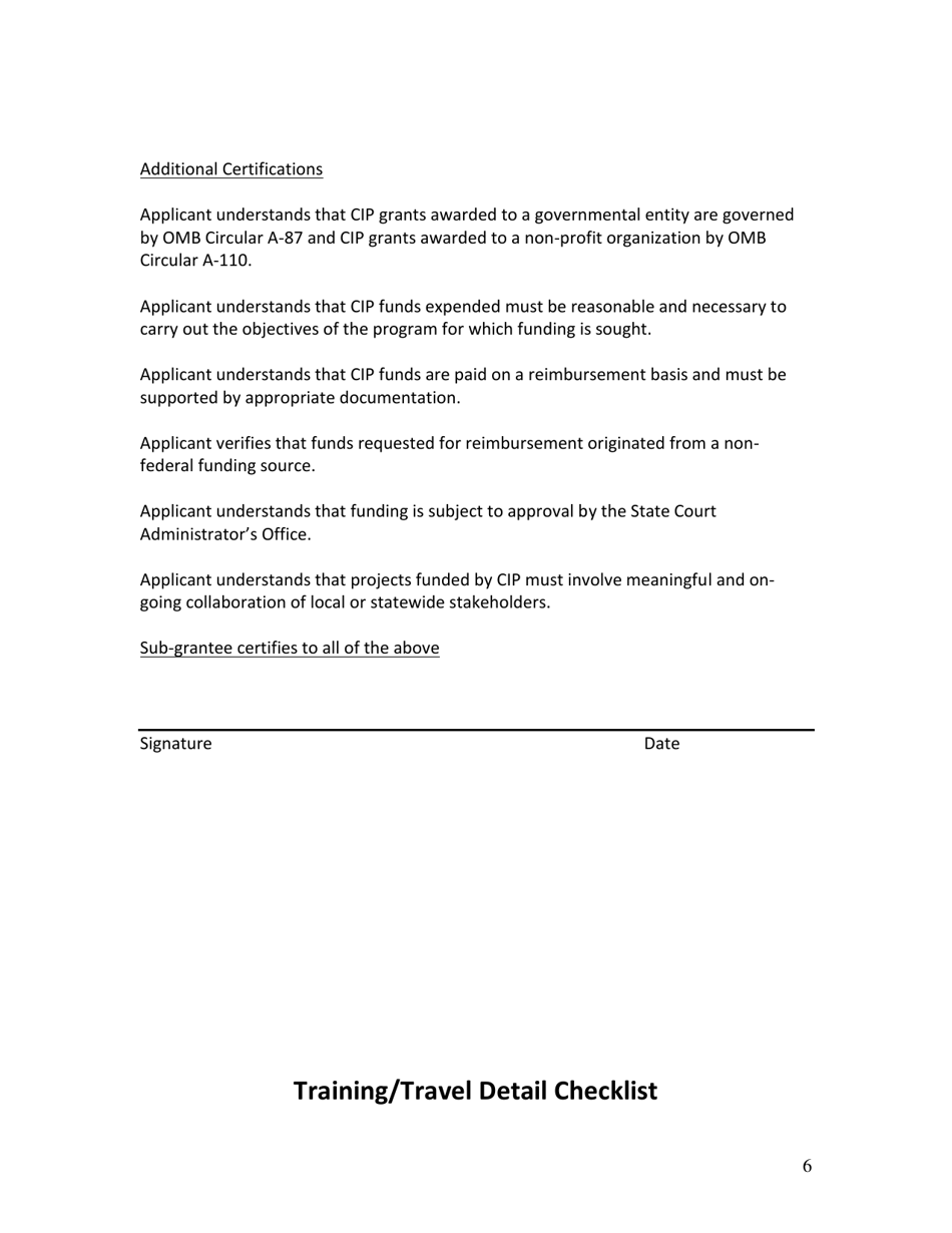 Training Grant Application - Court Improvement Program - South Dakota, Page 6