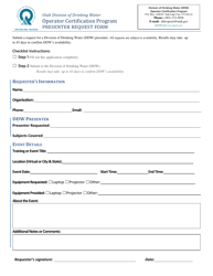 Document preview: Presenter Request Form - Operator Certification Program - Utah
