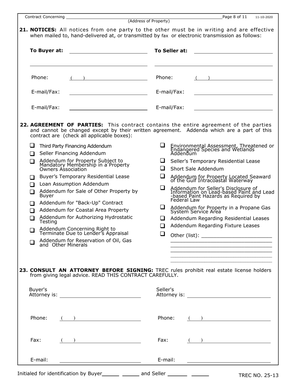 TREC Form 25-13 Farm and Ranch Contract - Texas, Page 8