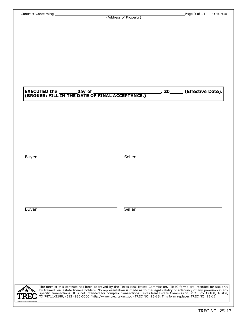 TREC Form 25-13 Farm and Ranch Contract - Texas, Page 9