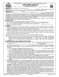 TREC Form 23-16 New Home Contract (Incomplete Construction) - Texas