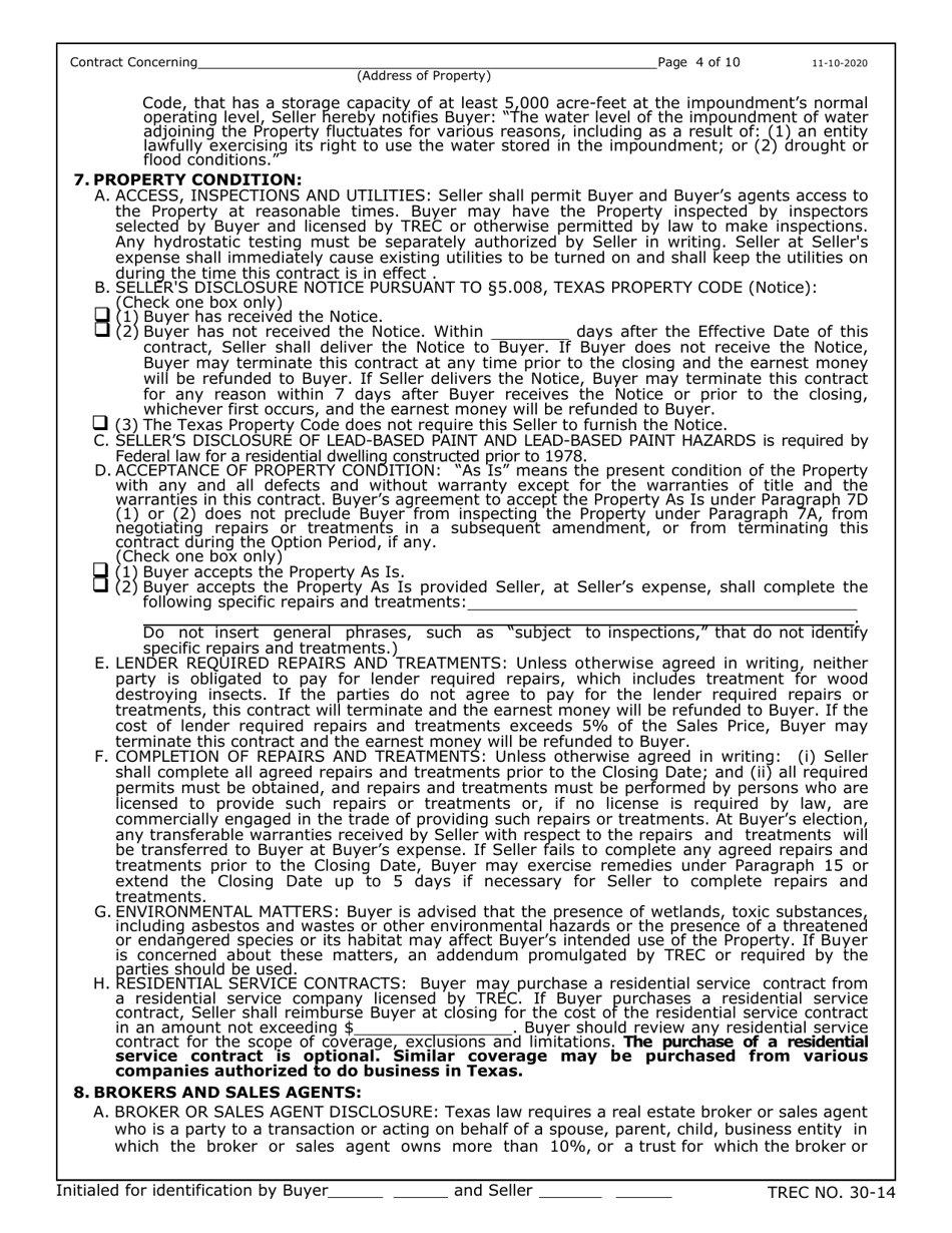TREC Form 30-14 Residential Condominium Contract (Resale) - Texas, Page 4