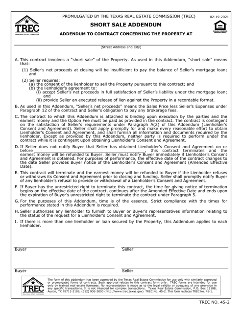 TREC Form 45-2  Printable Pdf