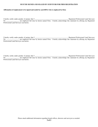 Surveying Firm Branch Registration Form - Texas, Page 2