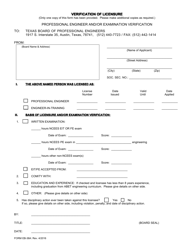 Form EB-38A &quot;Verification of Licensure&quot; - Texas
