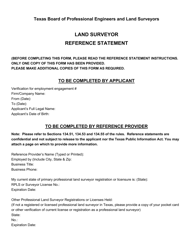 Document preview: Land Surveyor Reference Statement - Texas