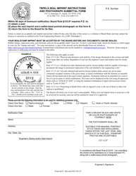 Form EB33 &quot;Tbpels Seal Imprint Instructions and Photograph Submittal Form&quot; - Texas